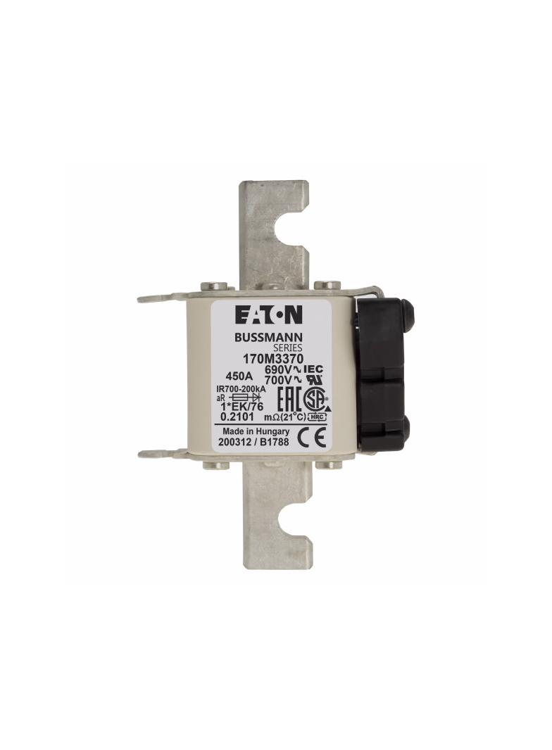 FUSE 450A 690V 1*EK/76 AR UC Wkładka szybka 450A AC 690V rozmiar 1 45x59x102 mm aR, 170M3370 EATON