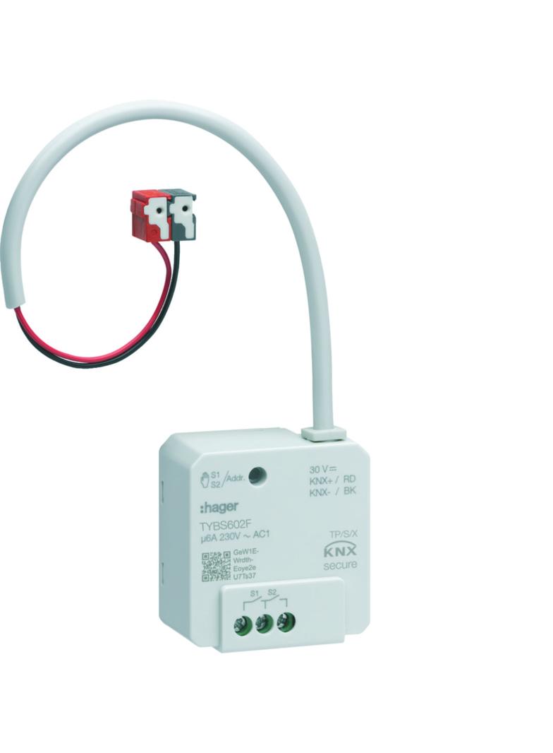 KNX e/s secure Sterownik załączający/żaluzjowy 2-/1-krotny, podtynkowy, 6 A
