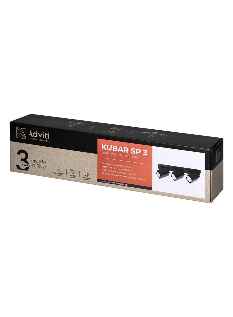 KUBAR SP 3, oprawa ścienno-sufitowa, GU10 max. 3x35W, IP20, czarna