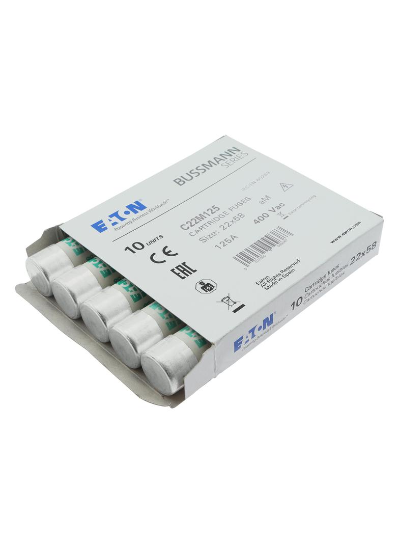 CYLINDRICAL FUSE 22 x 58 125A AM 400V AC Wkładka cylindryczna 22 x 58mm 125A AM 400V AC C22M125 EATO