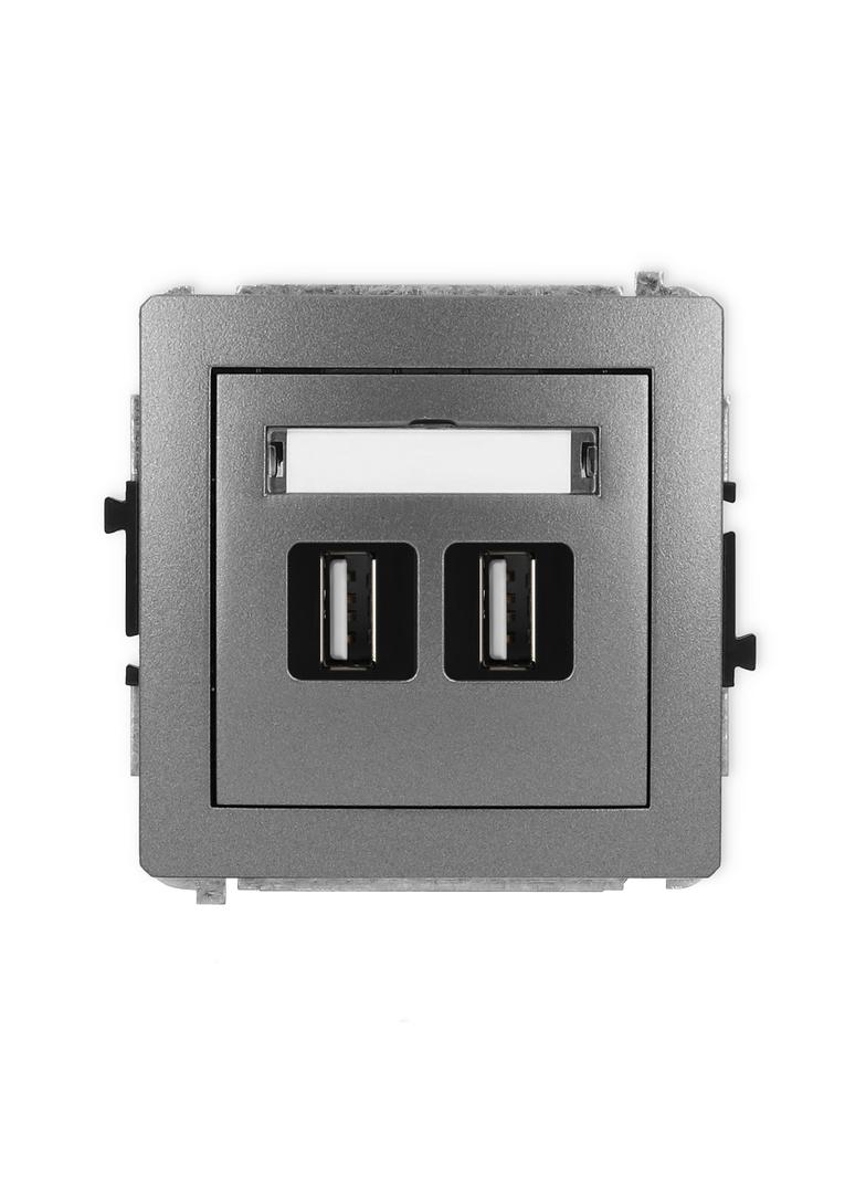 DECO Mechanizm gniazda podwójnego 2xUSB A-A 2.0 grafitowy