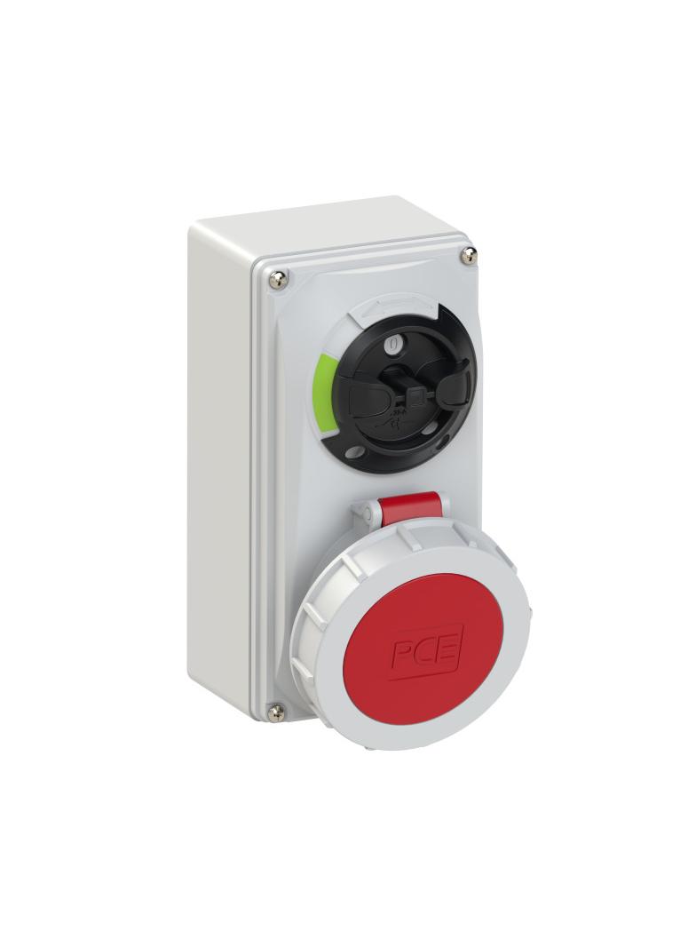 GNIAZDO Z WYŁĄCZNIKIEM 0-1 MAŁE BLOKADA MECHANICZNA 32A 400V 3P+Z IP67 61242-6 PCE