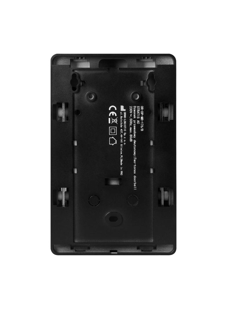 STRATIS AC, dzwonek przewodowy elektromechaniczny dwutonowy, 230V, czarny