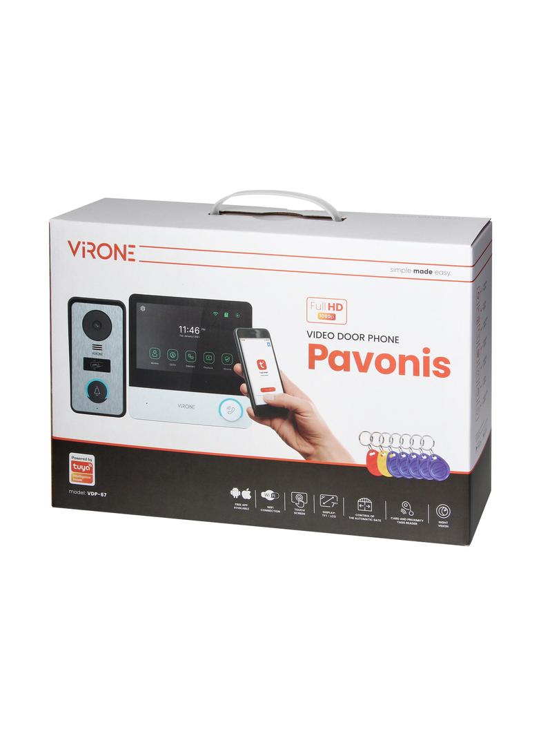 Zestaw wideodomofonowy, bezsłuchawkowy, monitor dotykowy 7" LCD, Wi-Fi + APP na telefon, z gniazdem