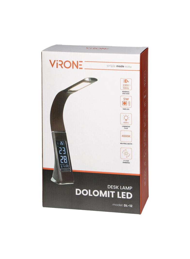 Lampka biurkowa z budzikiem DOLOMIT LED 5W 400lm 4000K czarna VIRONE