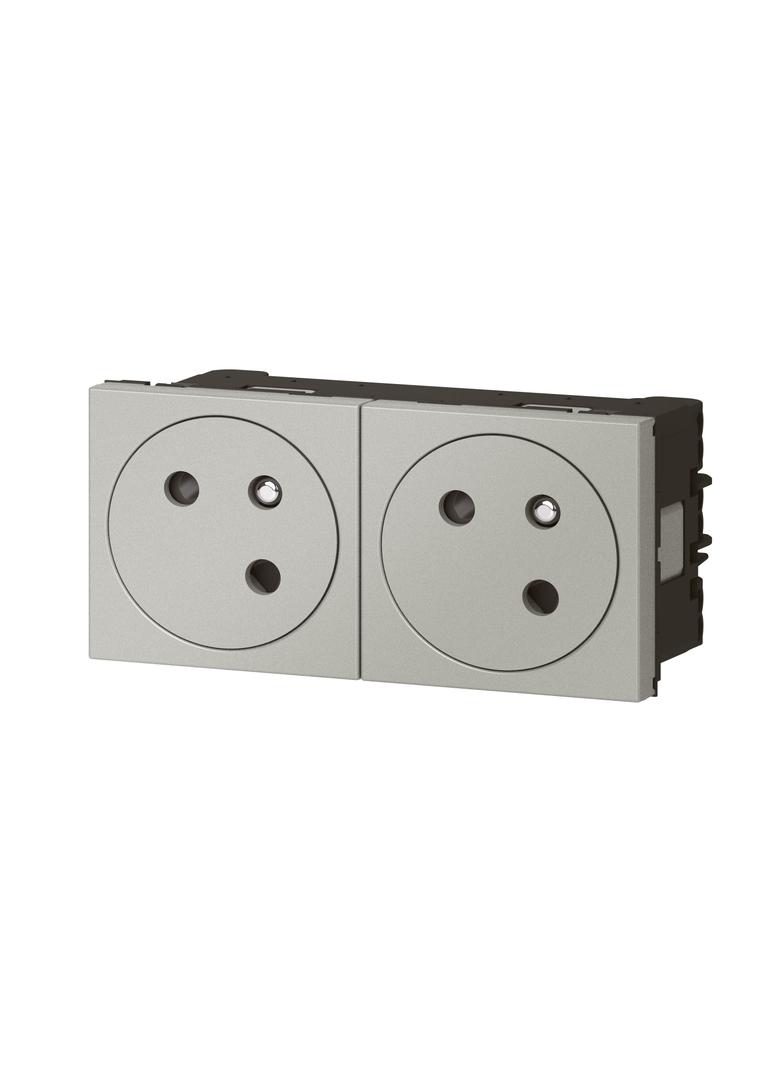 Mosaic Gn 2x2P+Z Podłączenie Przez Zaciski Automatyczne - 4 Mod Aluminium 16A-250V 079272L LEGRAND