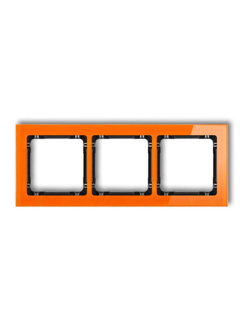 DECO Ramka uniwersalna potrójna - efekt szkła (ramka: pomarańczowa; spód: czarny)