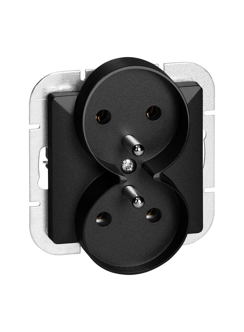 Gniazdo podwójne podtynkowe 2x2P+Z Pearl, 16A, 250V, PT-6 PR, czarny OR-OE-7706/B ORNO