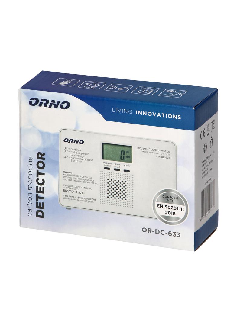 Bateryjny czujnik tlenku węgla (czadu) 9V żywotność 7lat zgodność z normą EN 50291-1:2018 Testow OR-