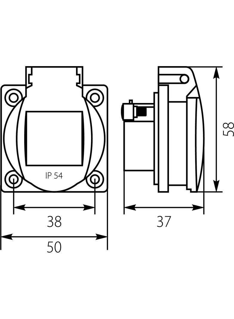 Gniazdo 2P+Z-6A IP54 tablicowe niebieskie VGT 201-06 51.301 OPATÓWEK
