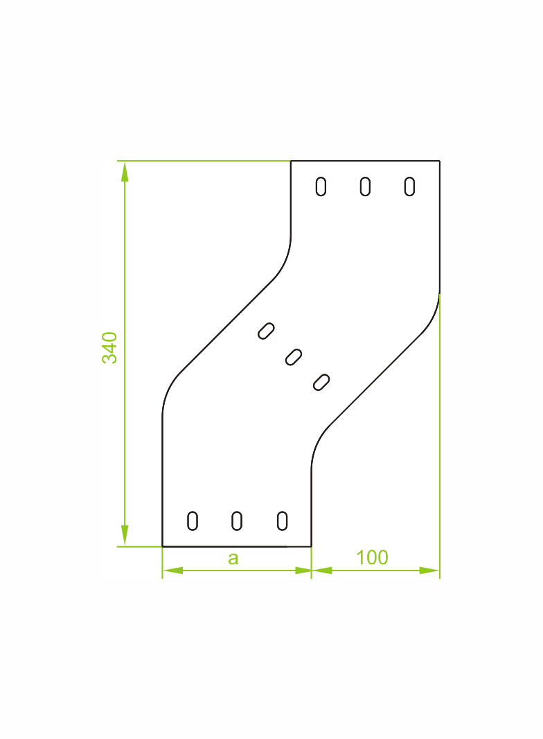 Obejście poziome lewe 100x50mm Grubość 2,00 mm OPZLC100H50 354810 BAKS