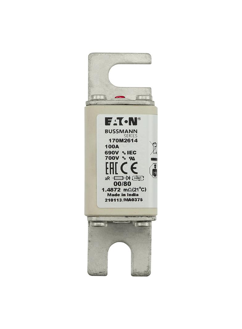 100A 690V aR 00/80 SQ. BODY IND. FUSE Wkładka szybka 100A AC 690V DIN 00 30x51x100 mm aR, 170M2614 E