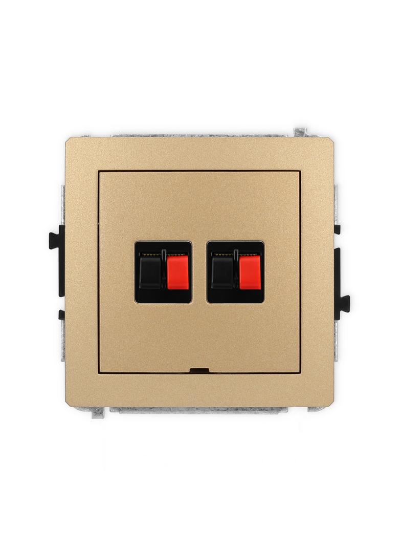 DECO Mechanizm gniazda głośnikowego podwójnego, bez pola opisowego złoty metalik