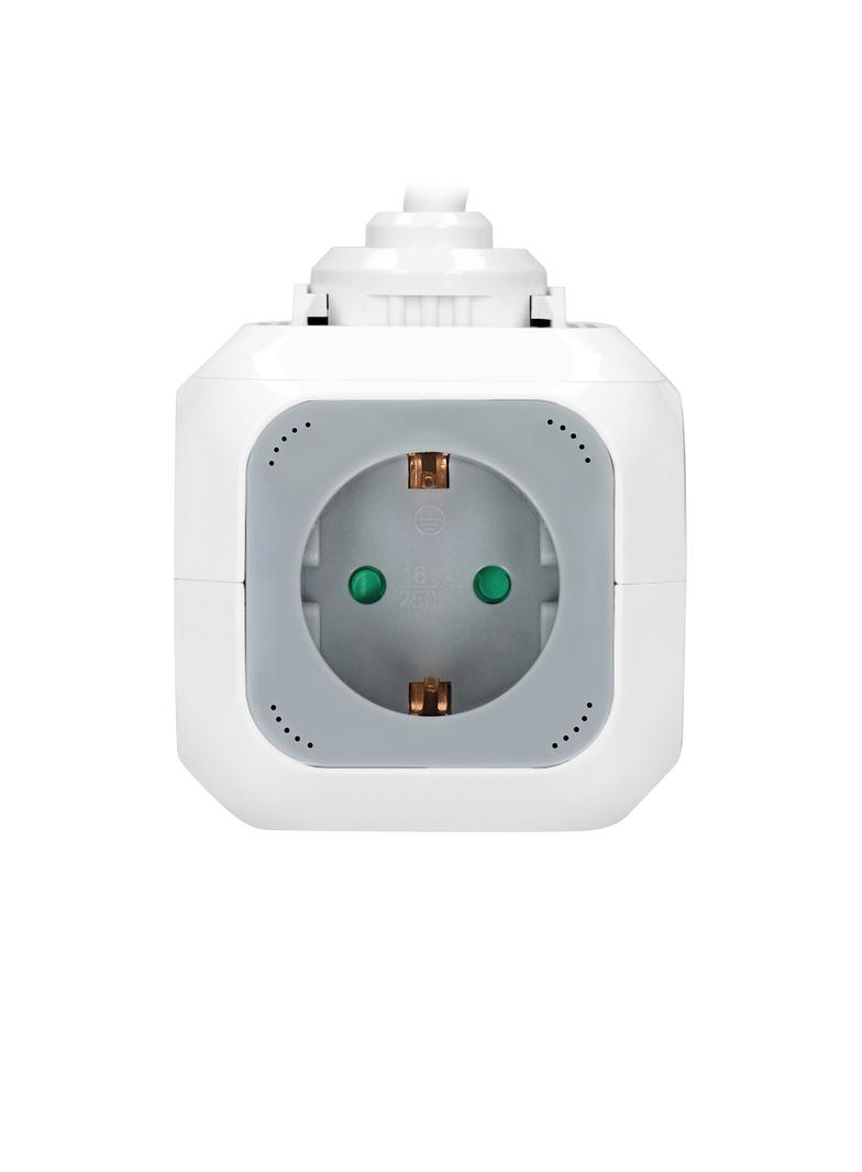 Przedłużacz 4 krotny (Schuko) ładowarka 2xUSB 1,4m H05VV-F 3x1,5mm2 szaro-biały OR-AE-13144(GS) ORNO