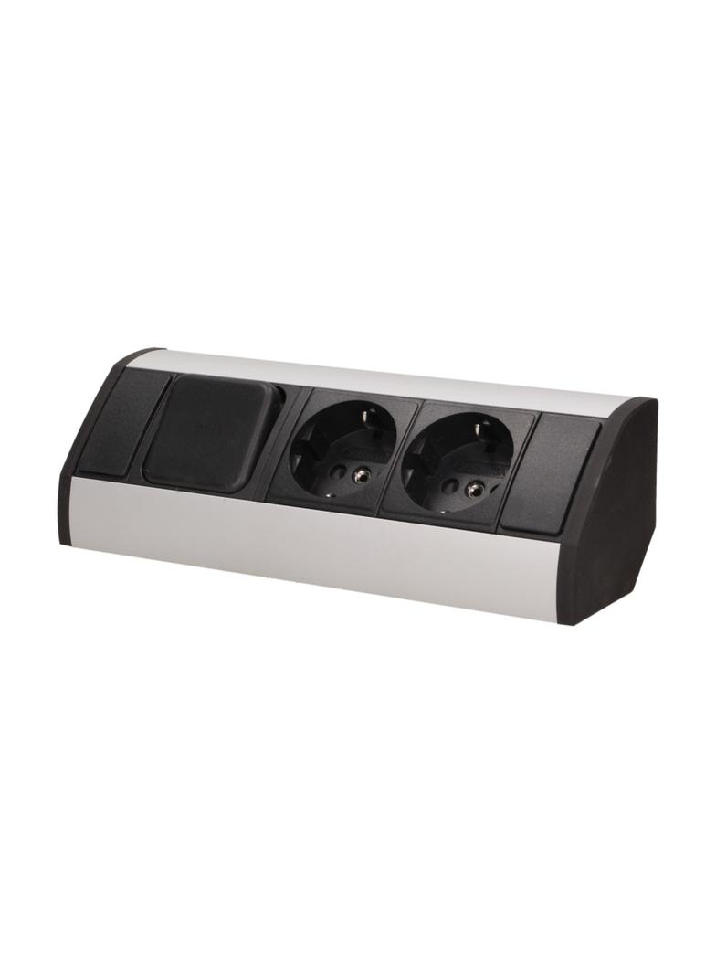 Gniazdo meblowe z wyłącznikiem schuko czarno-srebrne OR-GM-9002/B-G(GS) ORNO