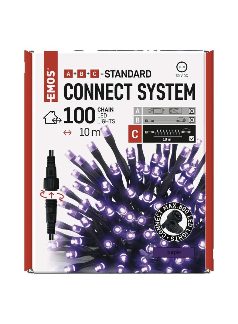 Lampki choinkowe łączone Standard 100 LED 10m fioletowy IP44 timer D1AF01 EMOS