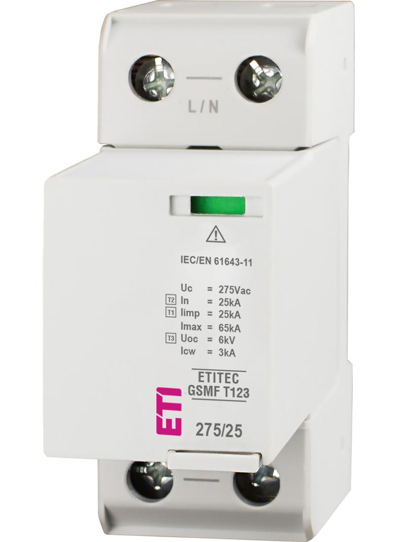 Ogranicznik przepięć T1+T2 (B+C) - iskiernik TEC GSMF T12 275/25 1+0 002440723 ETI
