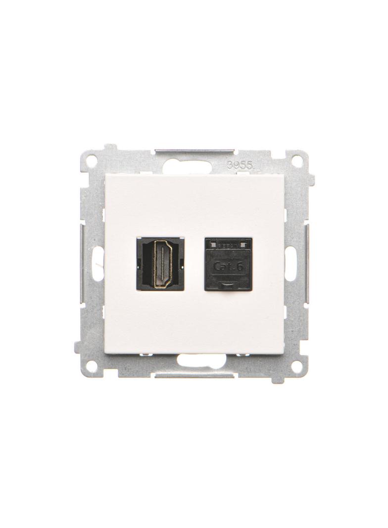 Simon 55 Gniazdo HDMI + RJ45 kat.6 Biały mat TGHRJ45.01/111 KONTAKT