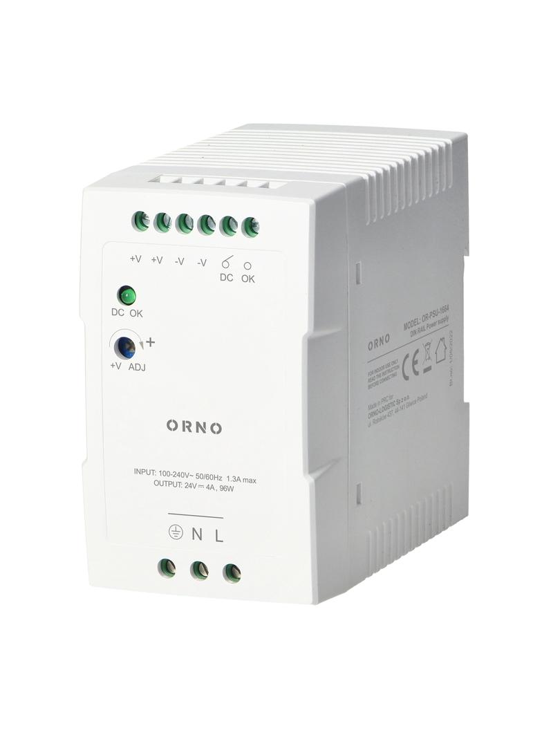 Zasilacz przemysłowy na szynę DIN 24VDC 4A 96W obudowa z tworzywa sztucznego OR-PSU-1664 ORNO