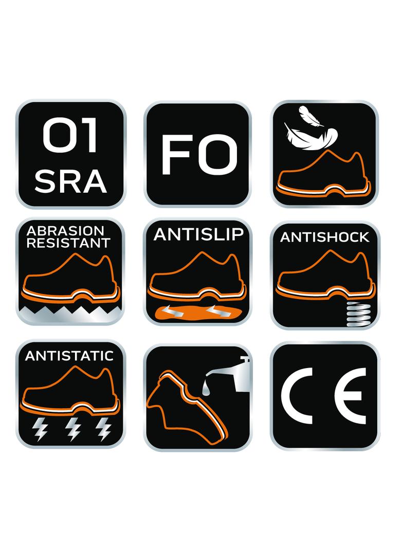 Półbuty zawodowe O1, bez metalu, rozmiar 45