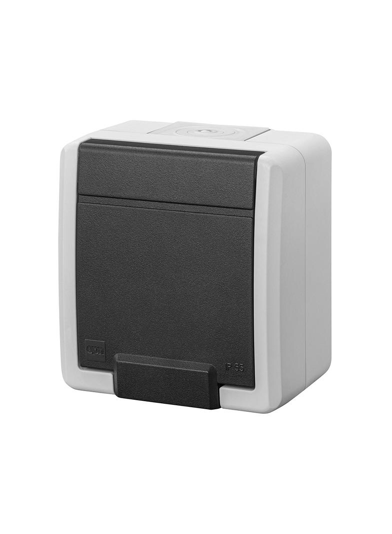 AQUANT 2K gniazdo natynkowe pojedyncze z uziemieniem 2P+Z IP 55 - kolor szary 7035/7016 15250 EP Nasielsk