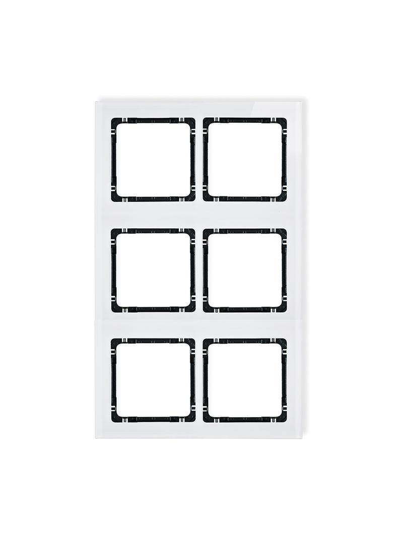 DECO Ramka modułowa 6 krotna (2 poziom, 3 pion) - efekt szkła (ramka biała; spód czarny)