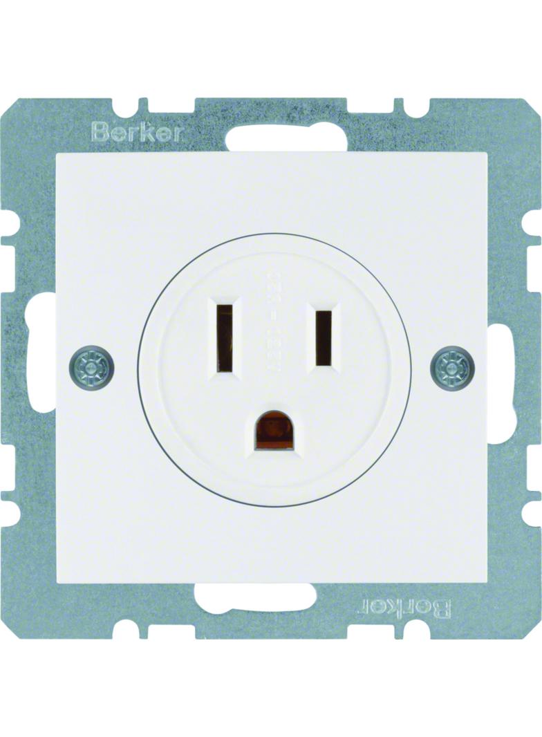 BERKER B.Kwadrat/S.1 Gniazdo z uziemieniem USA/KANADA NEMA 5-15 R biały 41668989 HAGER