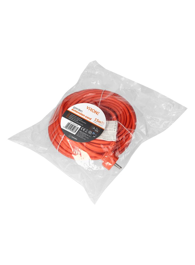 Przedłużacz ogrodowy jednogniazdowy Schuko, PVC 3x1,5mm2, długość 15m