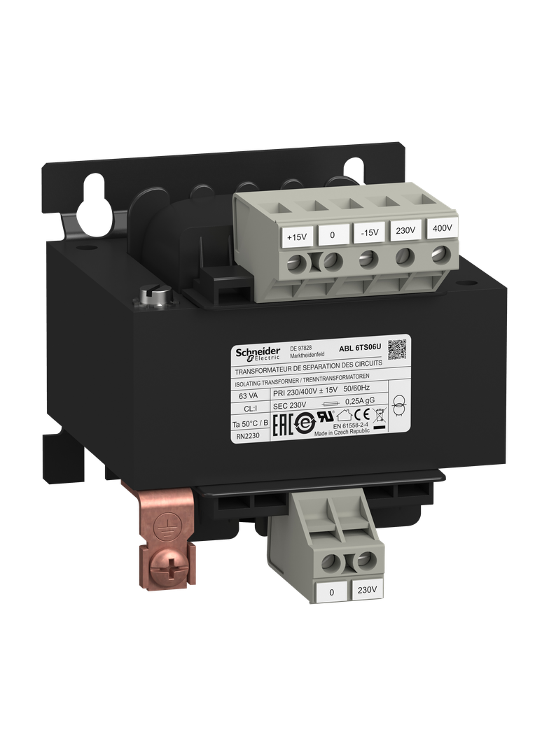 Phaseo, separacyjny transformator napięcia, wejście 230...400 V, wyjście 1 x 230 V, 63 VA