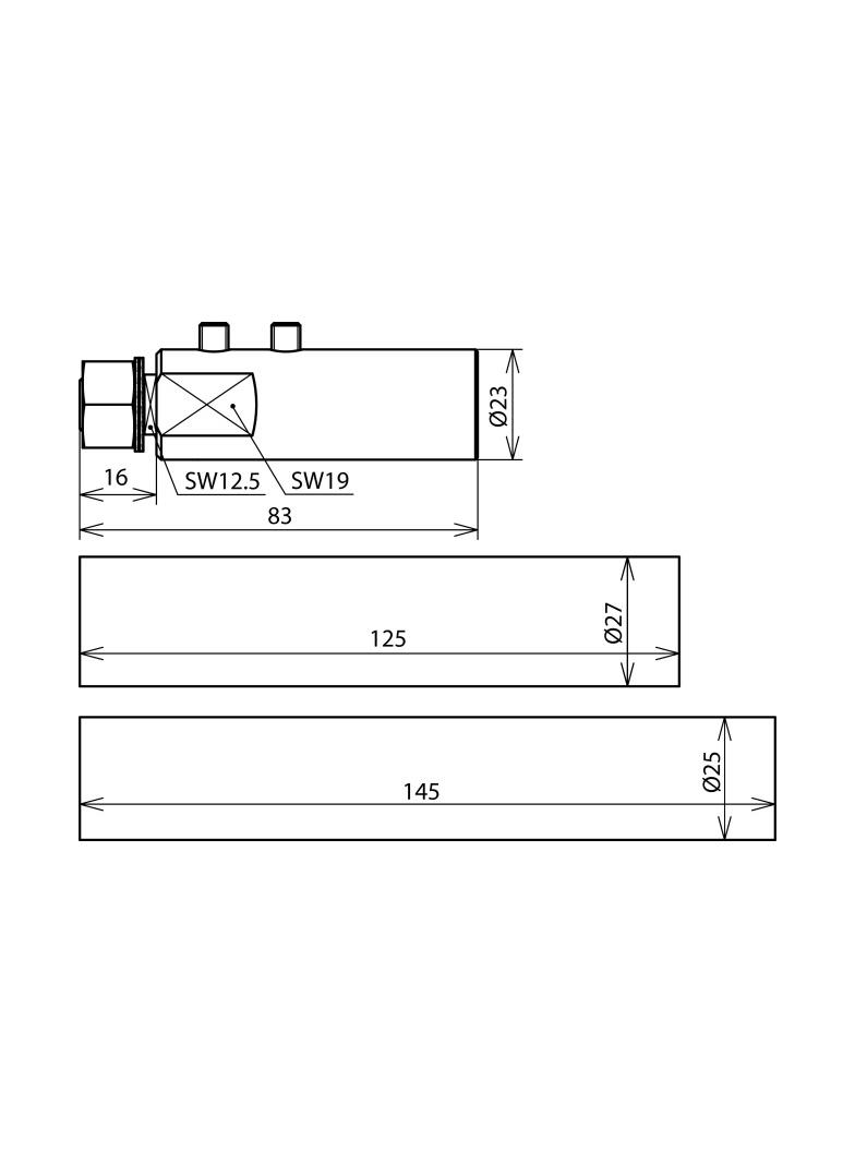 Zestaw montażowy do H VI long 23 mm szary, 1 głowica do płytki łączącej, 2 opaski