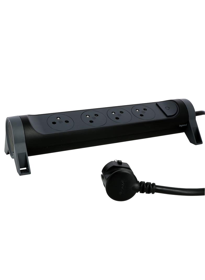 PRZEDŁUŻACZ PREMIUM, OBROTOWY, 4X2P+Z, Z PRZEWODEM 1.5 METRA 3X1.0 MM2 - CZARNY/GRAFITOWY, Legrand
