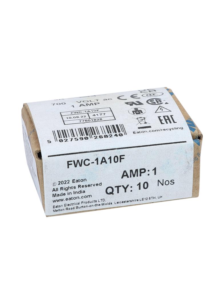 1AMP 700V AC UL FERRULE 10x38MM FUSE Wkładka szybka 1A AC 700V 10x38 mm aR UL FWC-1A10F EATON