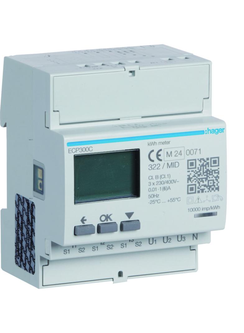 agardio.measure Licznik energii elektr. 3-f, przekł. 1-5A 4M, wyjście imp., MID ECP300C HAGER