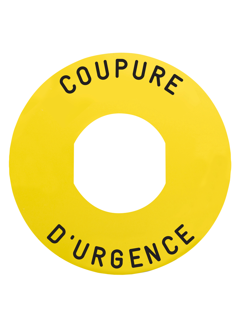 Harmony XB4 Etykieta, z oznaczeniem COUPURE D'URGENCE