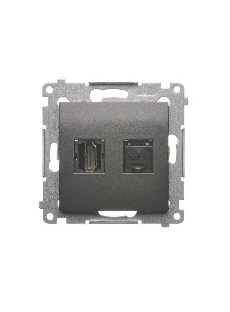 Simon 54 Gniazdo HDMI+RJ45 kat.6. antracyt