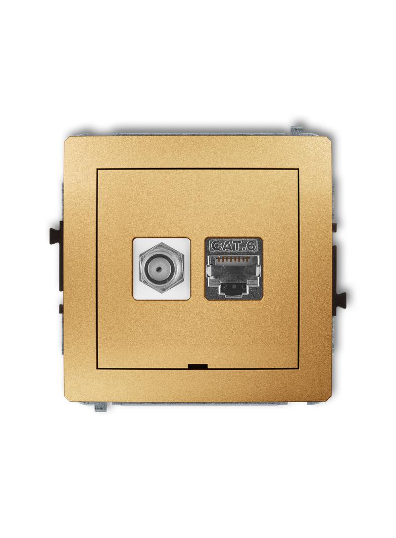 DECO Mechanizm gniazda antenowego poj. typu F (SAT) + gniazda komp. poj. 1xRJ45, kat. 6 ekranowany,