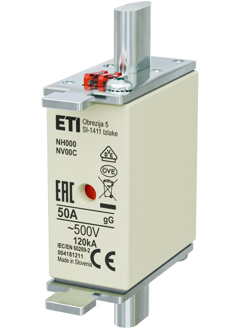 Wkładka topikowa NH zwłoczna KOMBI NH000 WT-00C gG 50A 500V 004181211 ETI