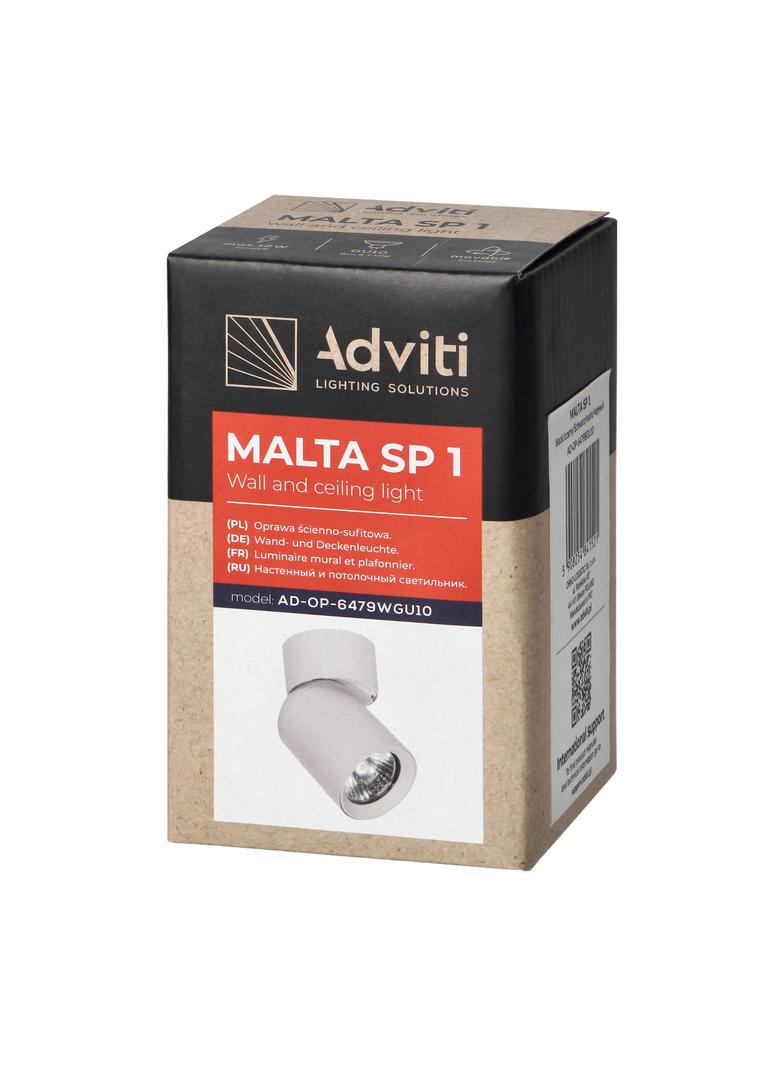 Oprawa ścienno-sufitowa MALTA SP 1 GU10 max. 12W IP20 czarna AD-OP-6479BGU10 ORNO
