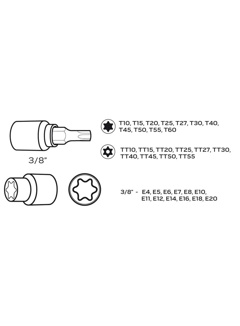 Bity Torx 3/8", zestaw 34 szt.