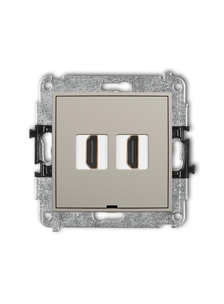 MINI Gniazdo podwójne HDMI 2.1, 8K, bez pola opisowego taupe 60MHDMIBO-6 KARLIK