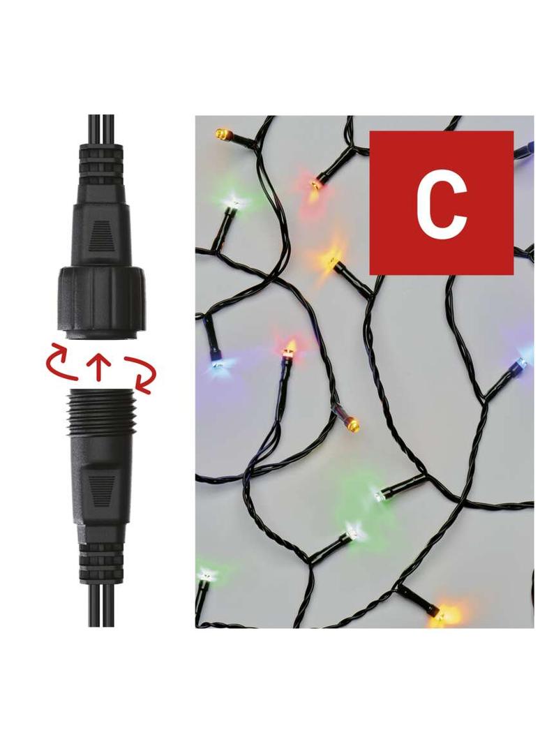 Lampki choinkowe łączone Standard łańcuch 100LED 10m multikolor IP44 timer D1AM03 EMOS