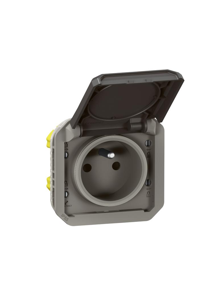 NOWE PLEXO - GNIAZDO 2P+Z ZACISKI AUTOMATYCZNE MECHANIZM 16 A - 250 V~ ANTRACYT