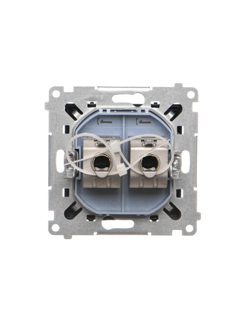 Simon 55 Gniazdo komputerowe podwójne RJ45 kategoria 6 ekranowane z przesłoną przeciwkurzową Czarny