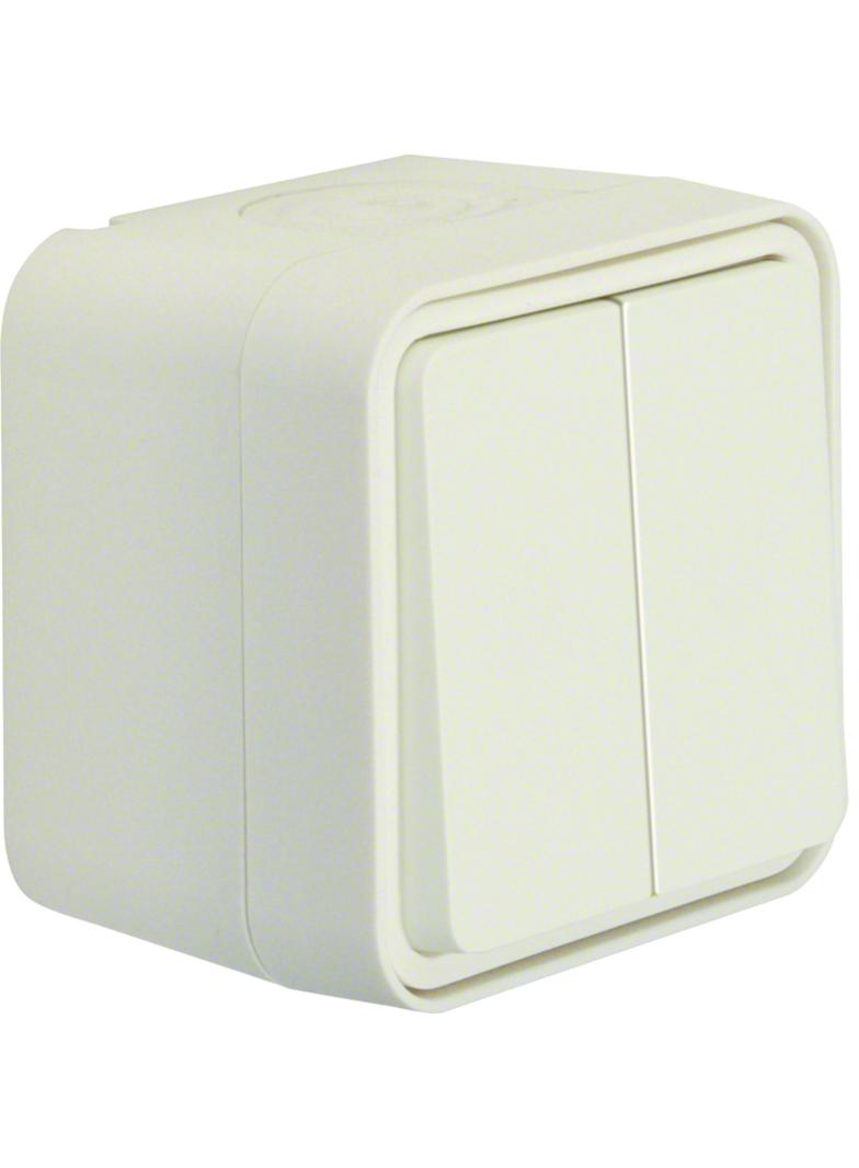 BERKER W.1 Łącznik świecznikowy przyciskowy osobne zaciski wejśc. kompletny IP55 biały 50753512 HAGE