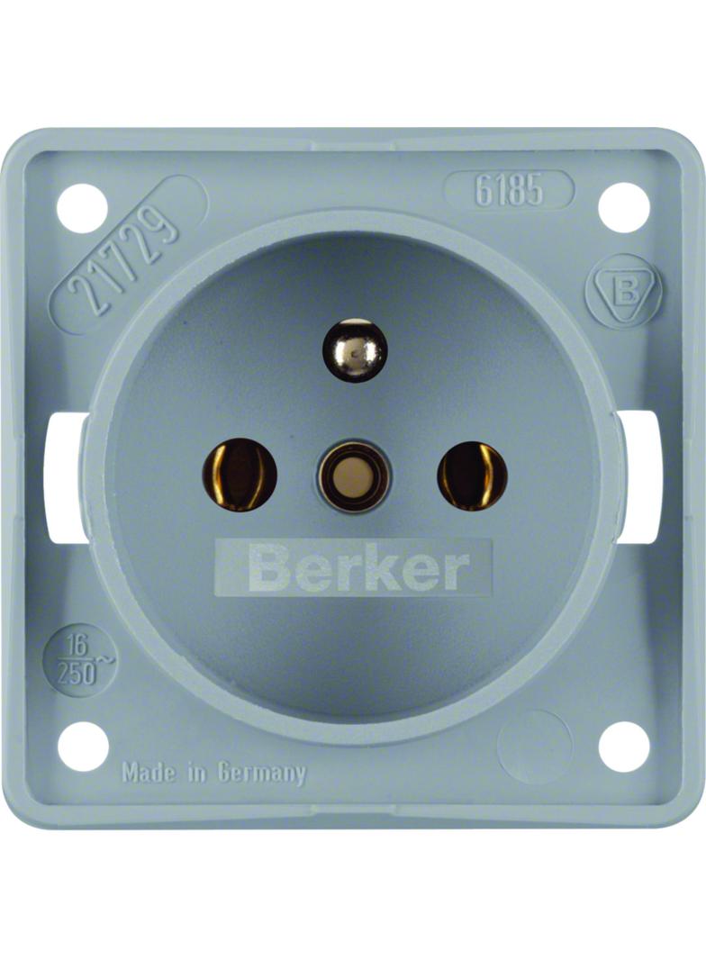 BERKER Integro Flow Gniazdo z uziemieniem szary 961852506 HAGER