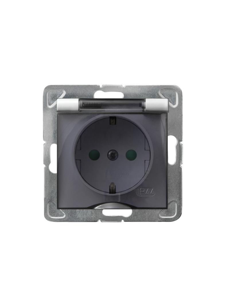 IMPRESJA Gniazdo bryzgoszczelne z uziemieniem schuko IP-44 z przesłonami torów prądowych wieczko prz