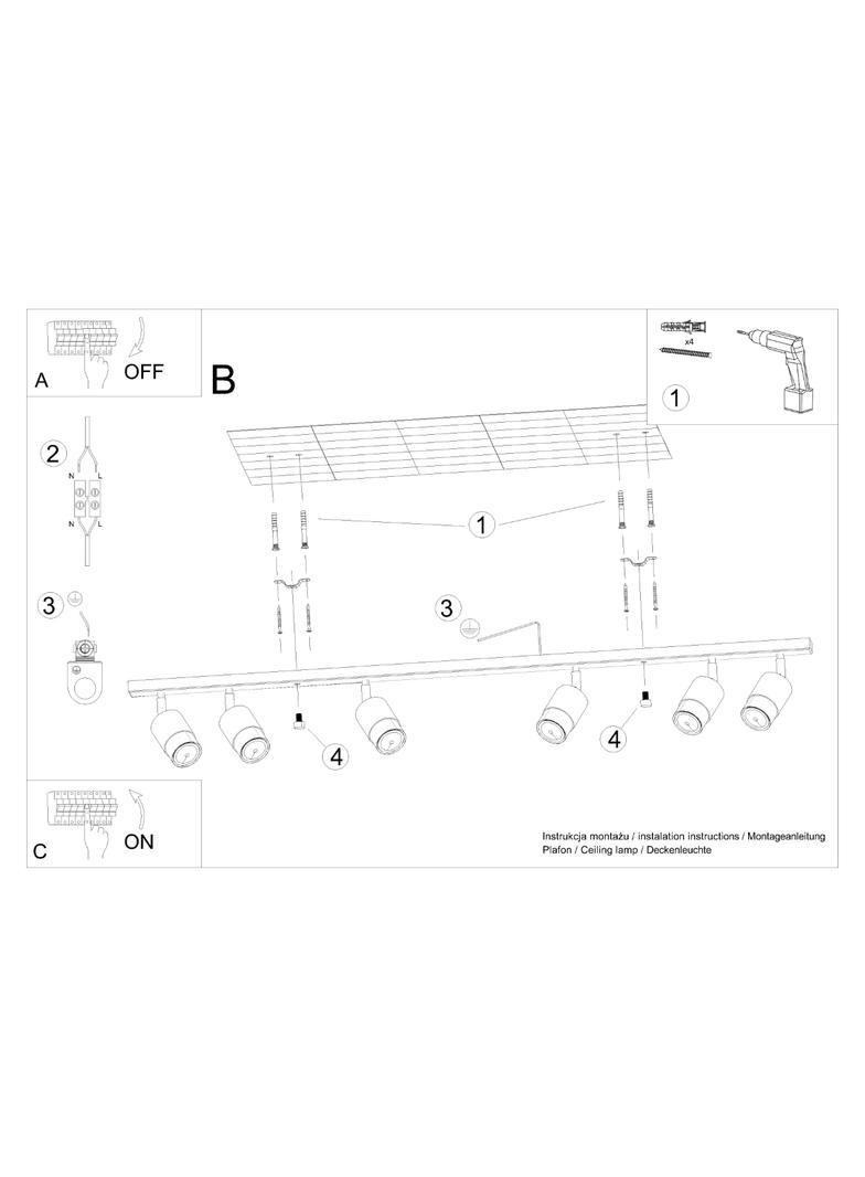 Plafon NERO 6 czarny/złoty