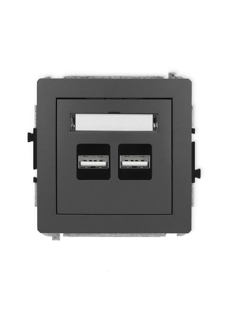 DECO Mechanizm ładowarki USB podwójnej 2xUSB A, 15,5W max., 5V, 3.1A grafitowy mat
