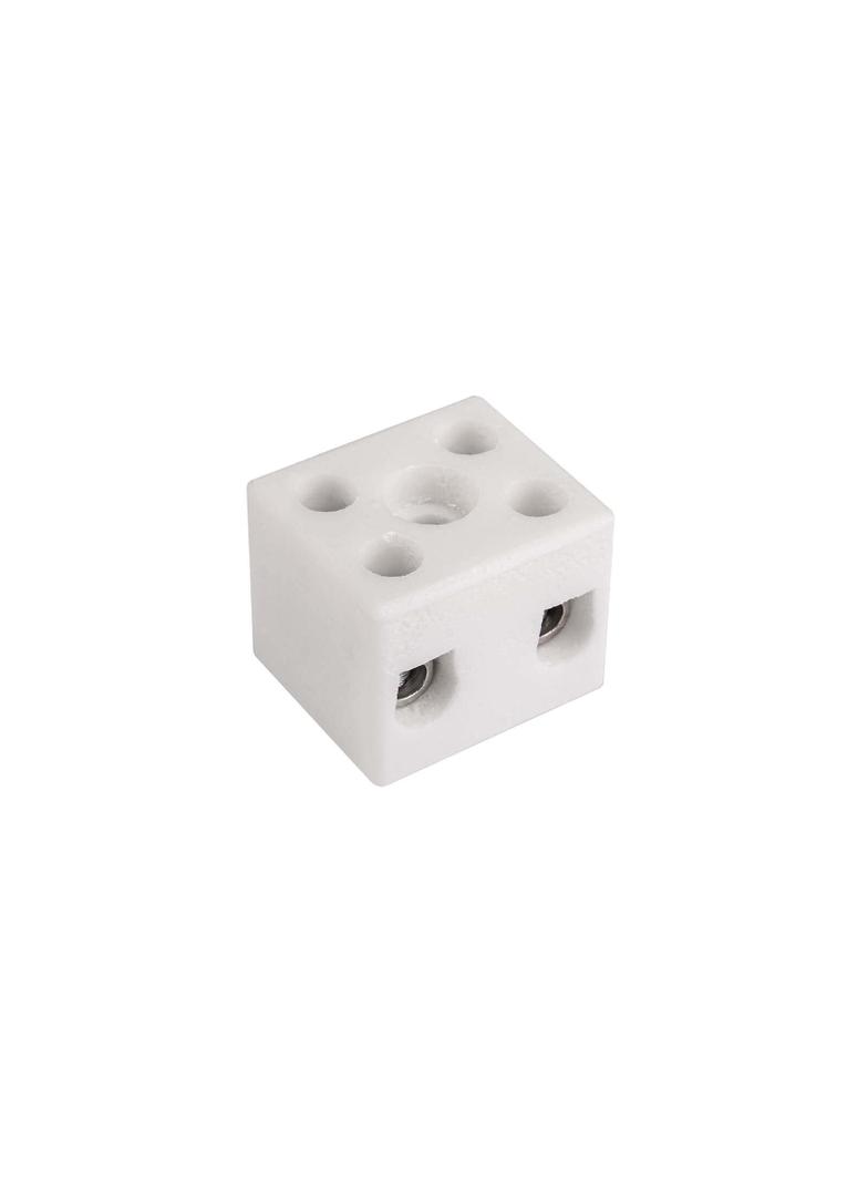 Złączka gwintowa porcelanowa 6mm² 2 tory biała z 1 otworem montażowym CPO‑10A‑2P 80013516 /20szt./ SIMET