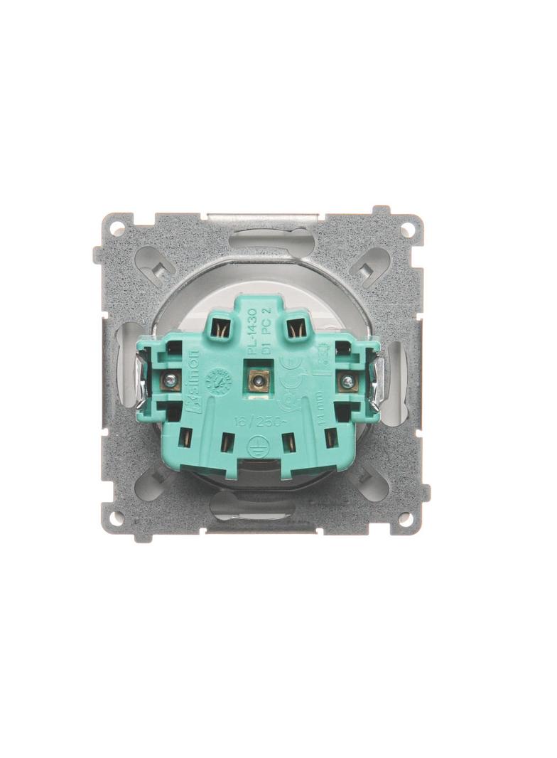 Simon Basic Gniazdo wtyczkowe z uziemieniem z przesłonami torów prądowych 16A 250V zaciski śrubowe biały BMGZ1Z.01/11 BMGZ1z.01/11 KONTAKT